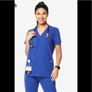 Figs Casma 3 Pocket Scrub Top Winning Blue